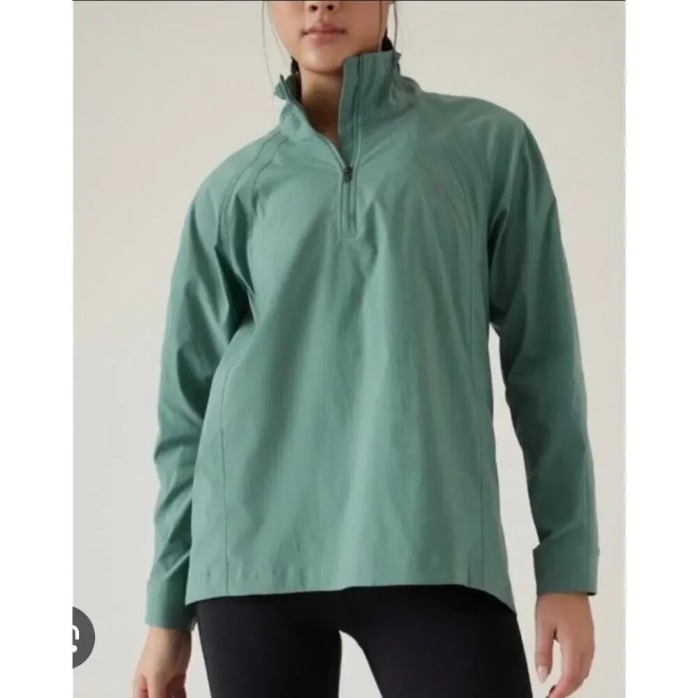 Athleta Advantage Poplin Top Quarter Zip Pullover Jacket